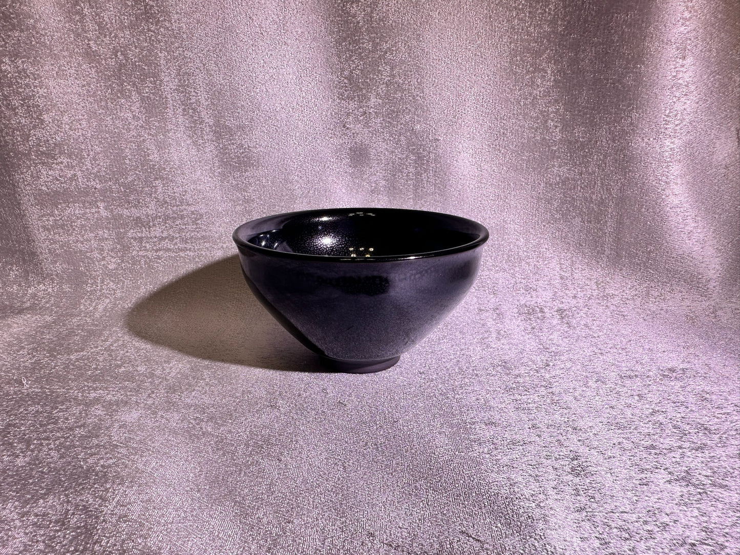 Cup8-Black gold glaze snow flake oil droplets pattern tied mouth shape by WangZhangLiang