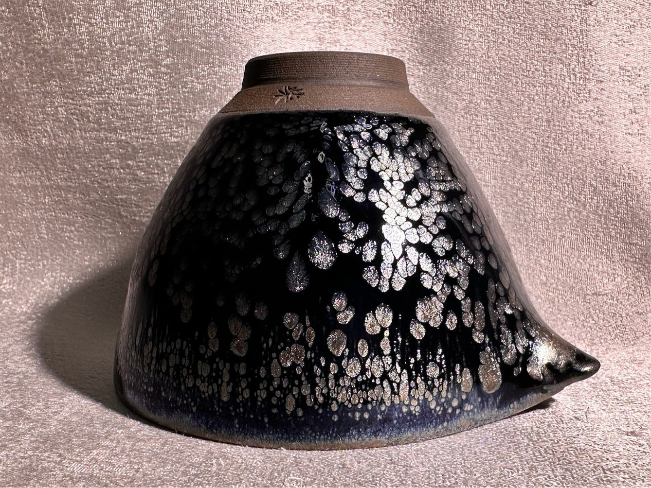 National Treasure Peony, black glaze silver oil droplet peony pattern sharing cup