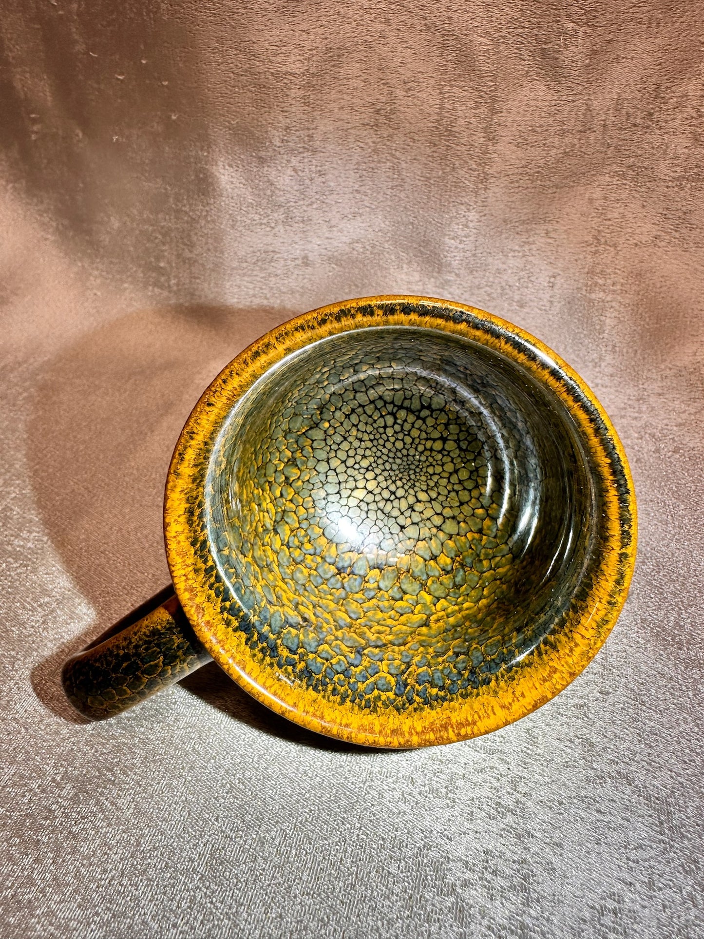 Black glaze green partridge feather pattern golden rim coffee cup mug, limited edition, JiPeiFu