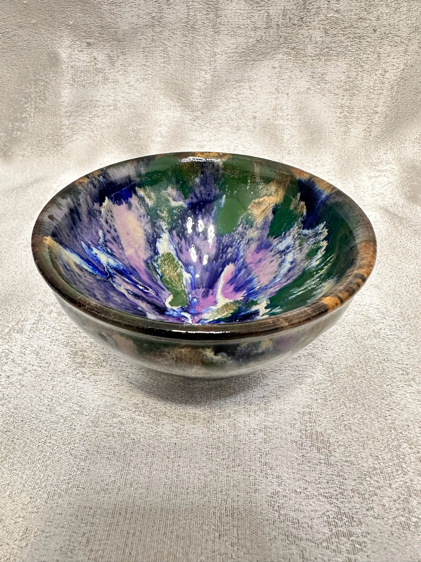 Black glaze kiln transformed multi colored mountain river scenery tied mouth shape cup, XieAiHua