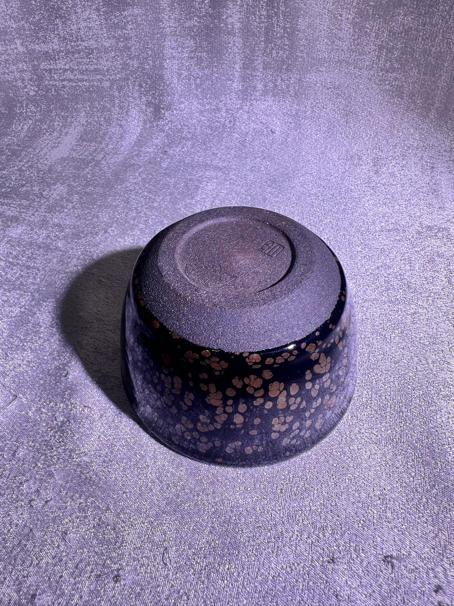 Cup20-Beautiful black glaze with orange and yellow oil droplet pattern XinYun Master bowl shape tea cup by YeShiMing