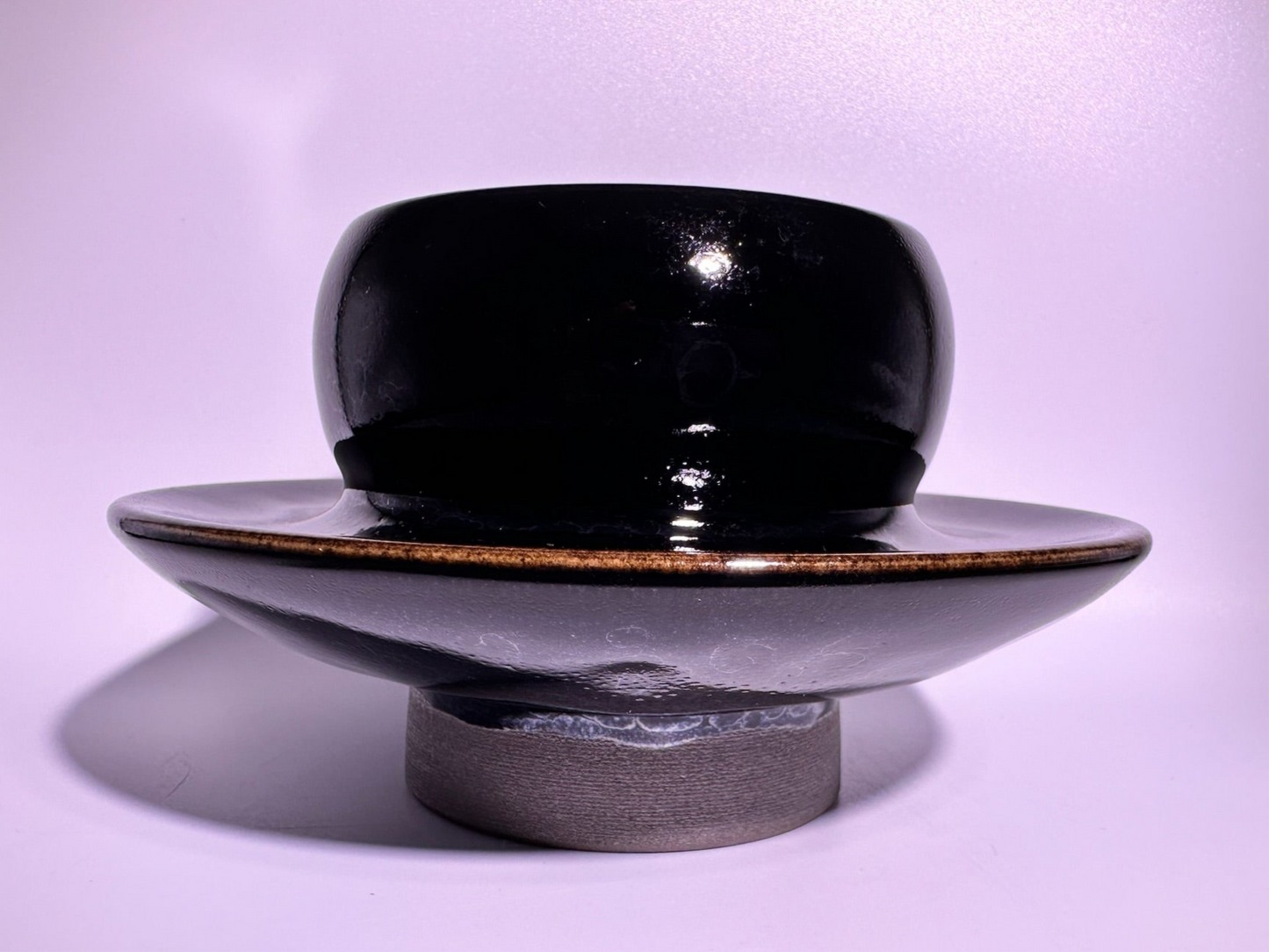 137mm*74mm Black glaze dragon scale pattern tea cup holder for tea-whisking bowl or cup, TongMiXiong