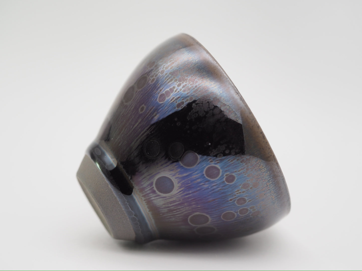 Galaxy-like Dark Purple Yohen Glaze Monk Bowl Shape Cup by FeiXing Studio