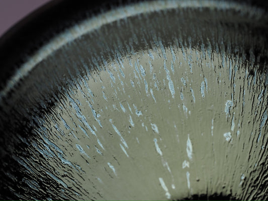 Black Gold Base Blue Hare's Fur Glaze Tie Mouth Shape Jianzhan Cup