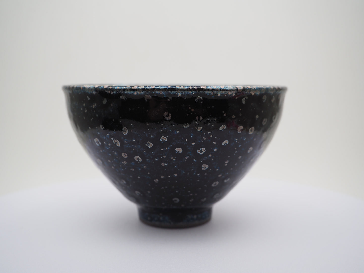 Dark Snow-Flake-Like Silver Dot Glaze Tied-Mouthed Cup