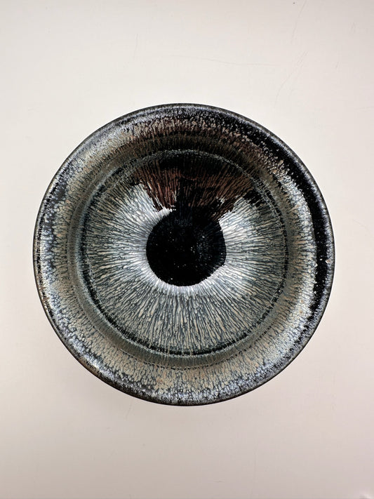 Dark Silver Hare's Fur Glaze Official's Hat (Guanmao) Shape Cup