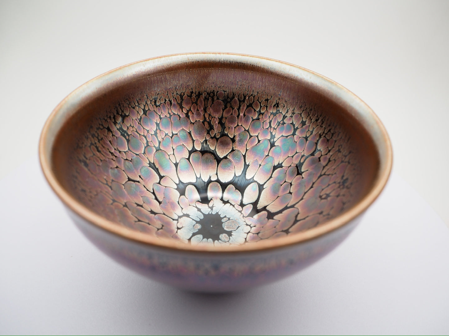 Pink Flower Oil-droplet Tied-month Shape Cup