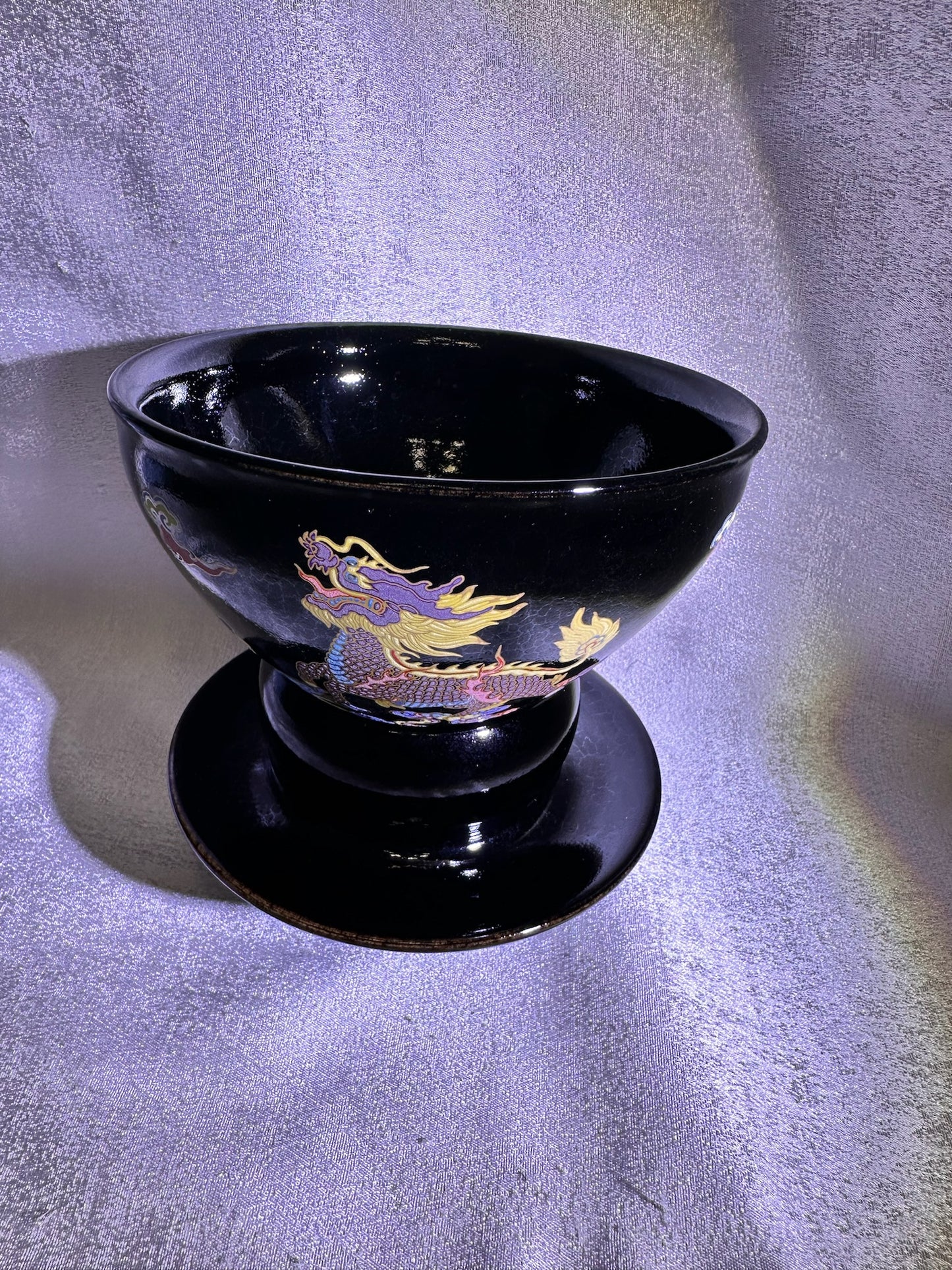 133mm*80mm Black glaze silver dragon scale pattern with hand-painting 3 dragons pattern on exterior diancha tea-whisking bowl