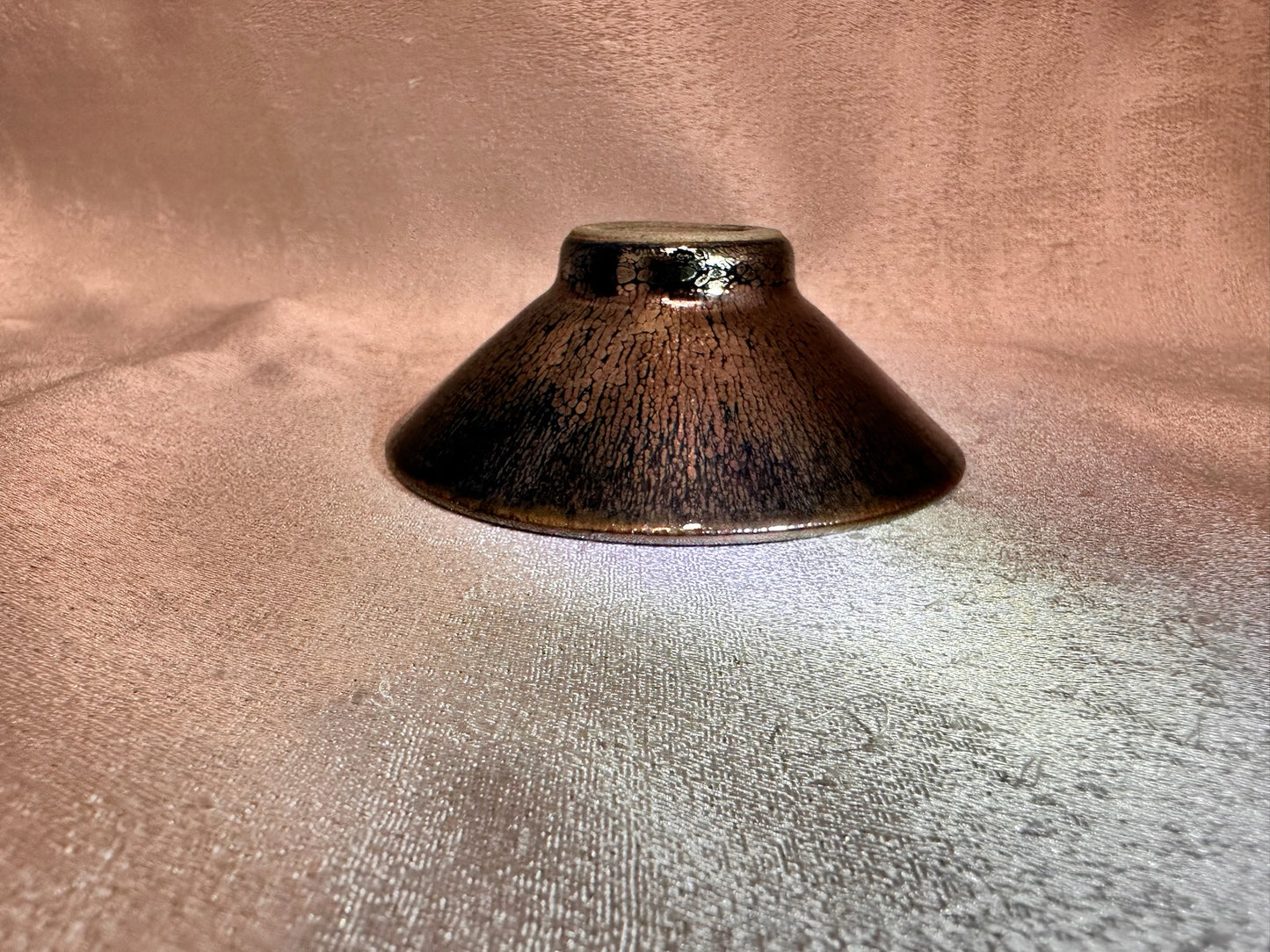 Black gold glaze rose gold oil droplet pattern short straw hat shape cup