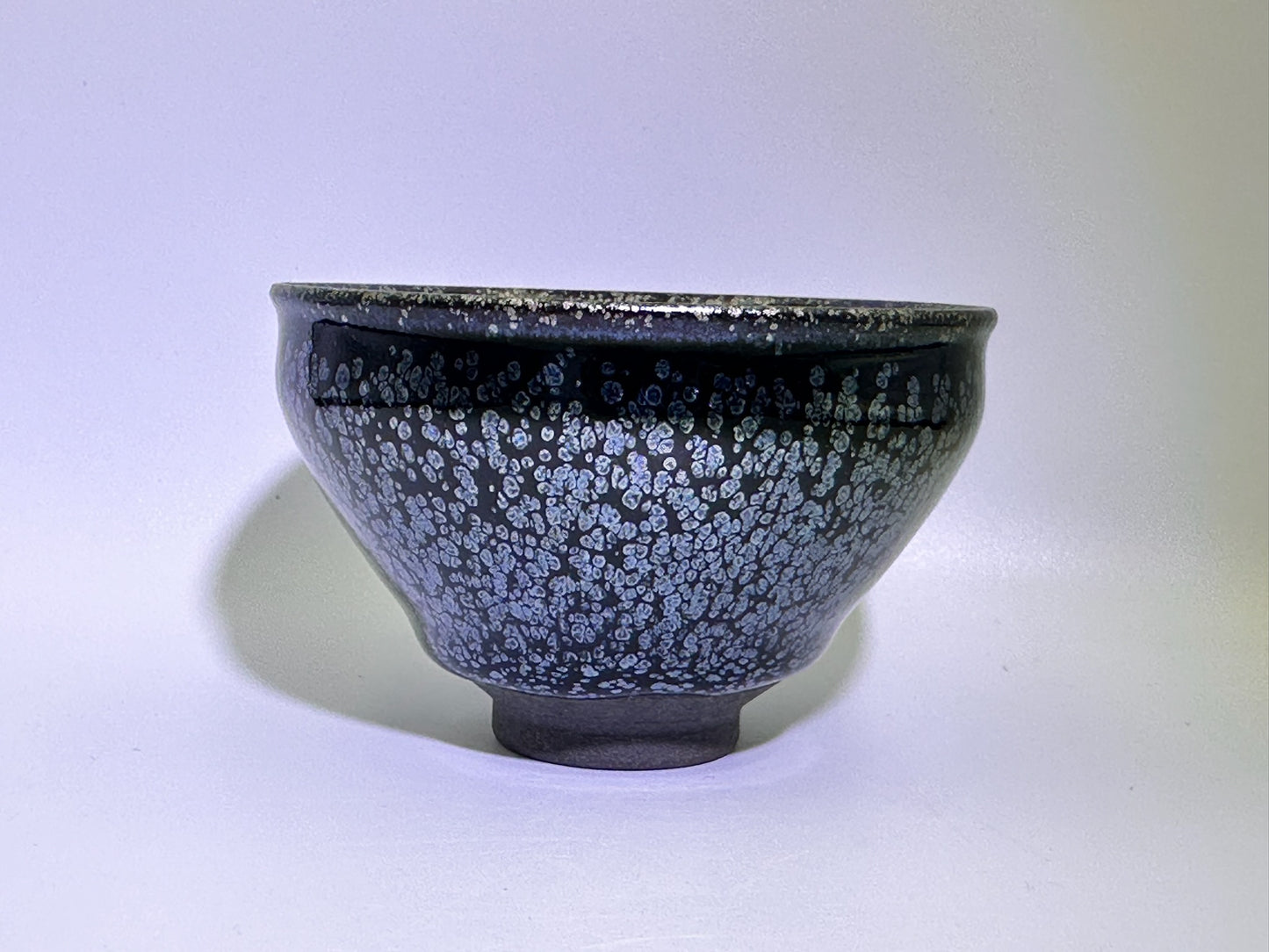 Cup12-Black glaze silver oil droplet pattern tied mouth shape cup by ZhaoLiMei