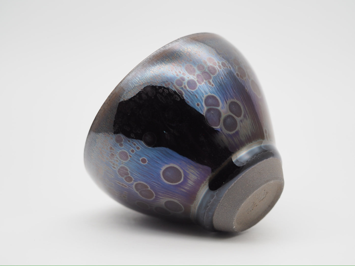 Galaxy-like Dark Purple Yohen Glaze Monk Bowl Shape Cup by FeiXing Studio