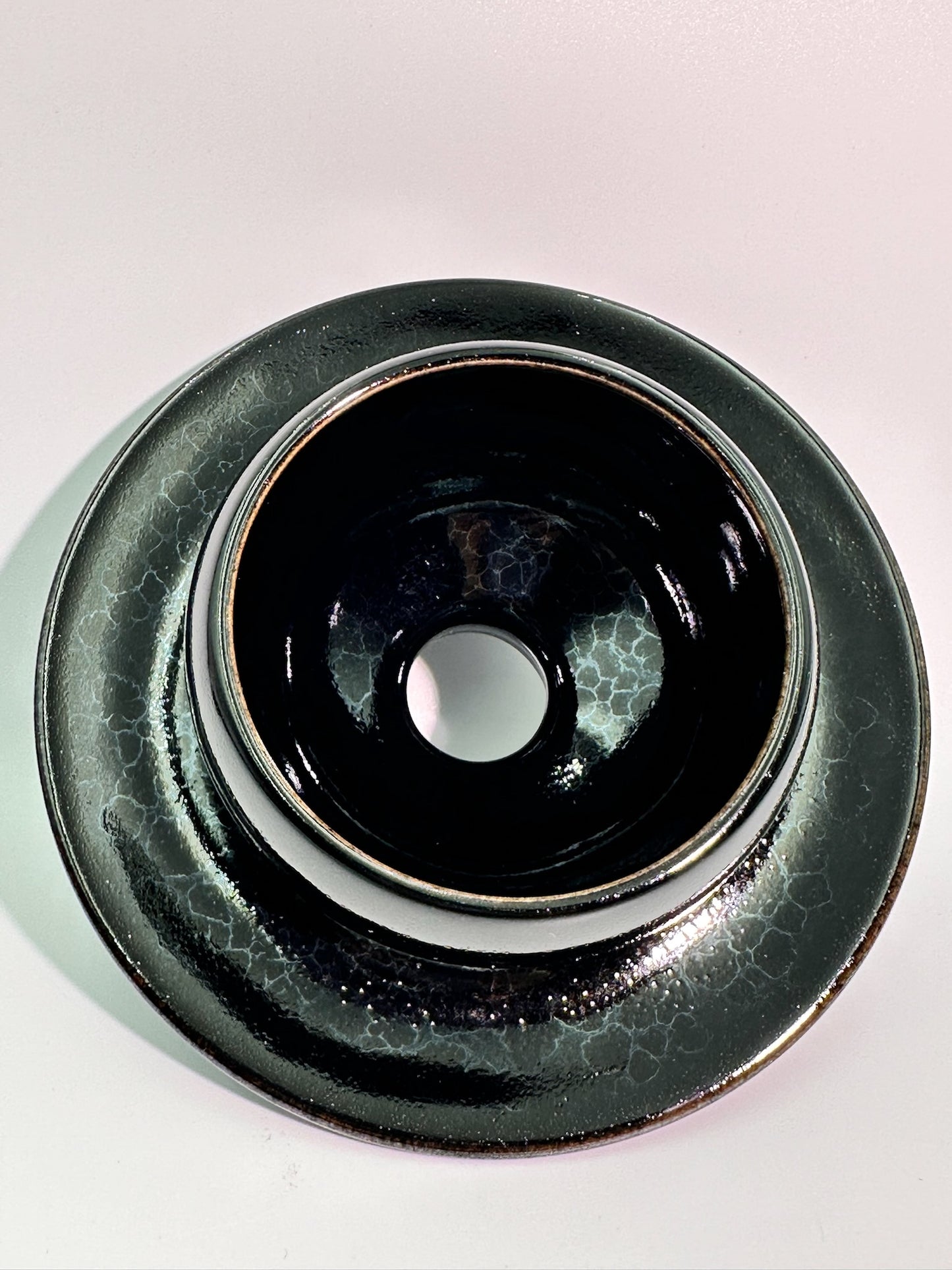 137mm*74mm Black glaze dragon scale pattern tea cup holder for tea-whisking bowl or cup, TongMiXiong