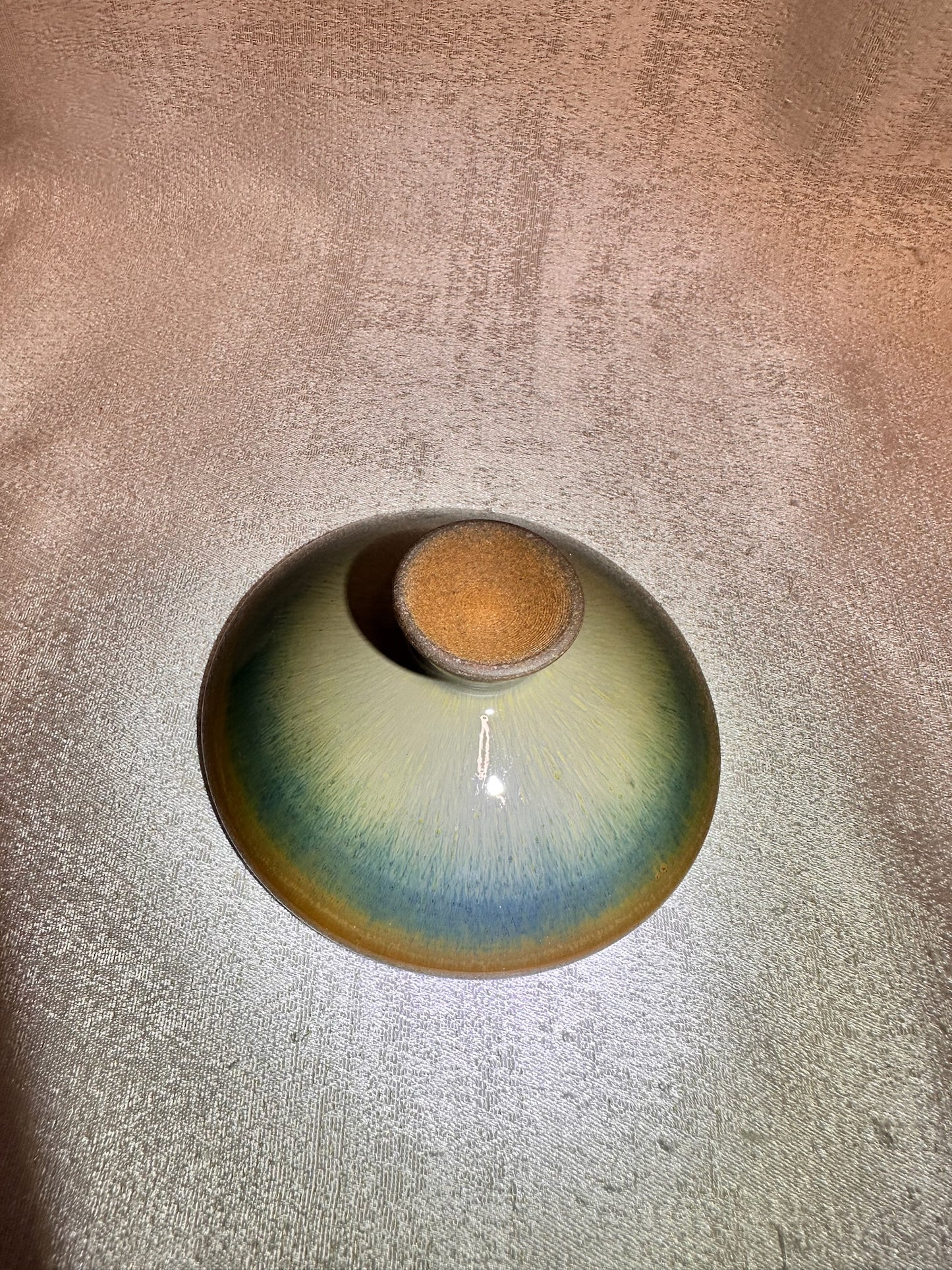 Green jade-like glaze green hare’s fur golden rim 3-piece Gaiwan set, GuPanHong