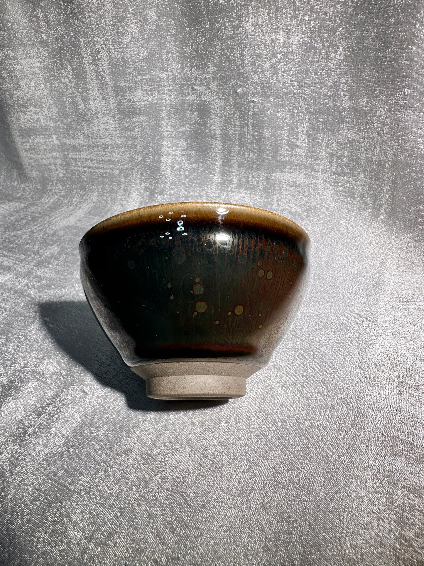 Cup13-Red halo oil droplet Yohen glaze blue hare’s fur Tied mouth Jianzhan cup