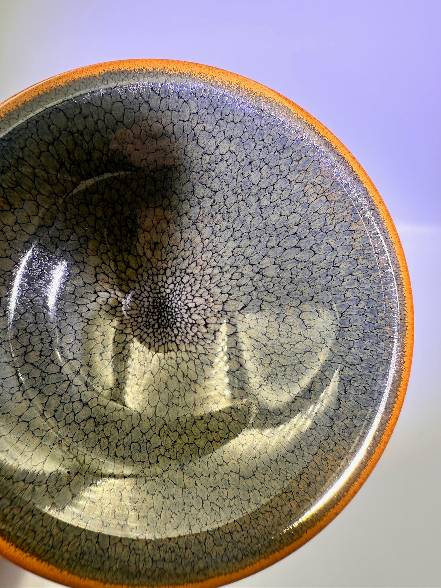 Black gold glaze green partridge oil droplet pattern with golden rim flared mouth shape cup