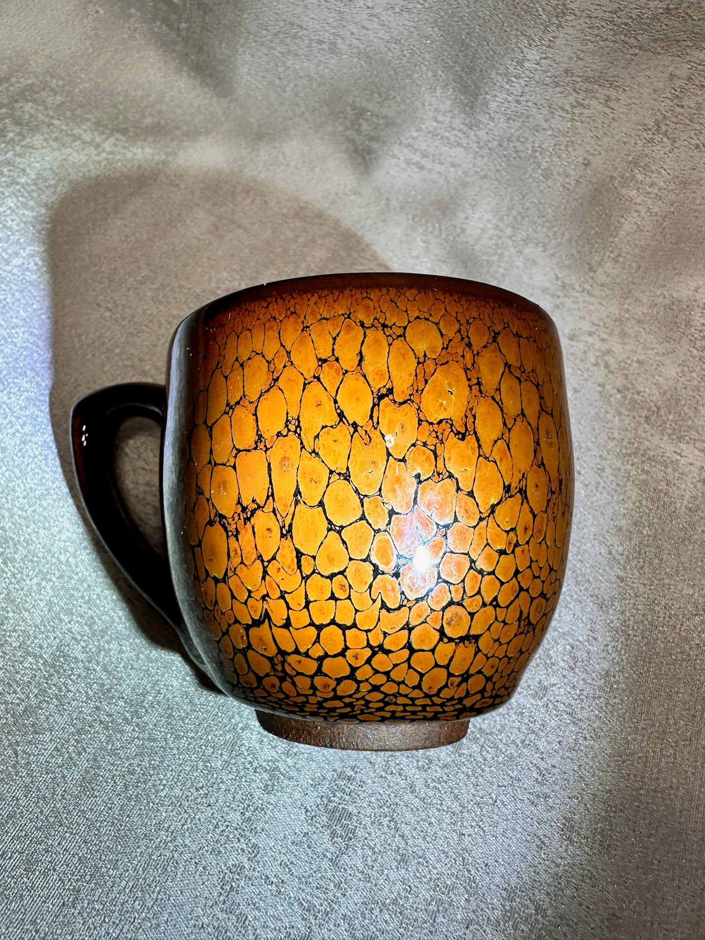 Black glaze golden orange partridge feather pattern ox-blood red rim coffee cup mug, limited edition, JiPeiFu