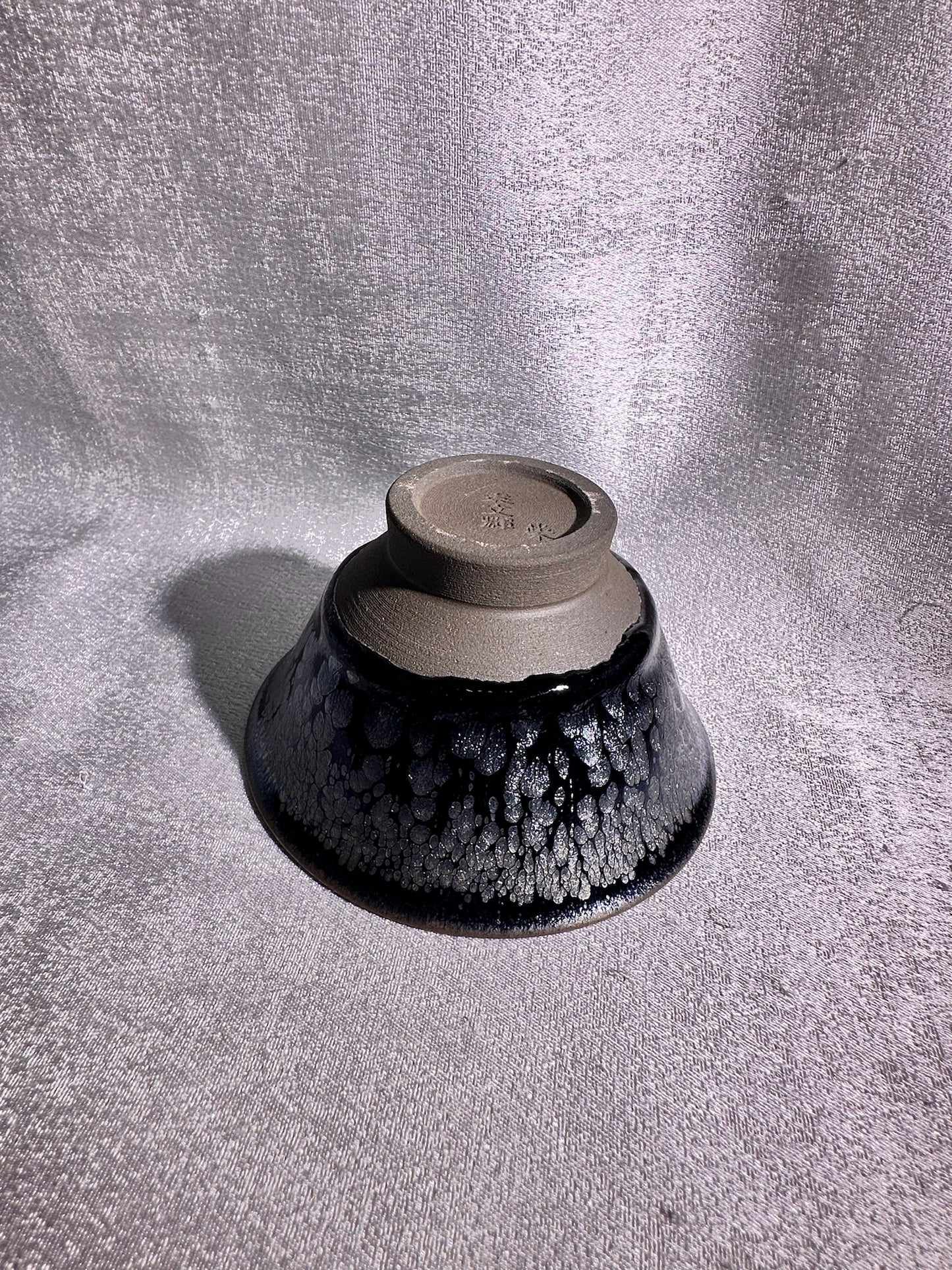 National Treasure Peony, black glaze silver oil droplet peony pattern 3-piece Gadiwan set