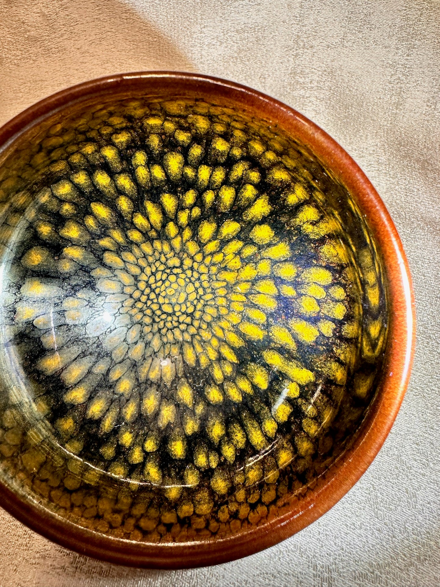 Black glaze golden partridge feather pattern ox-blood red emperor style cup, JiPeiJu