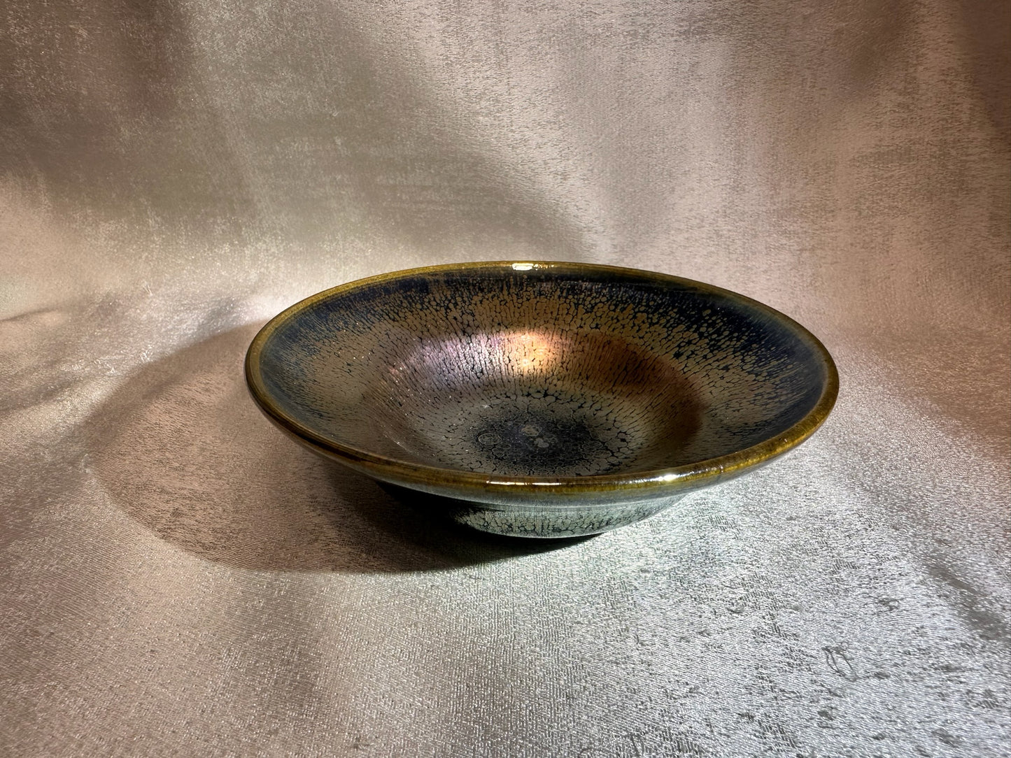 Fully glazed black gold glaze golden oil droplet pattern oil lamp shape cup