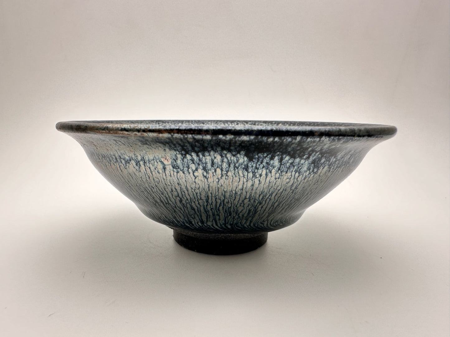 Dark Silver Hare's Fur Glaze Official's Hat (Guanmao) Shape Cup