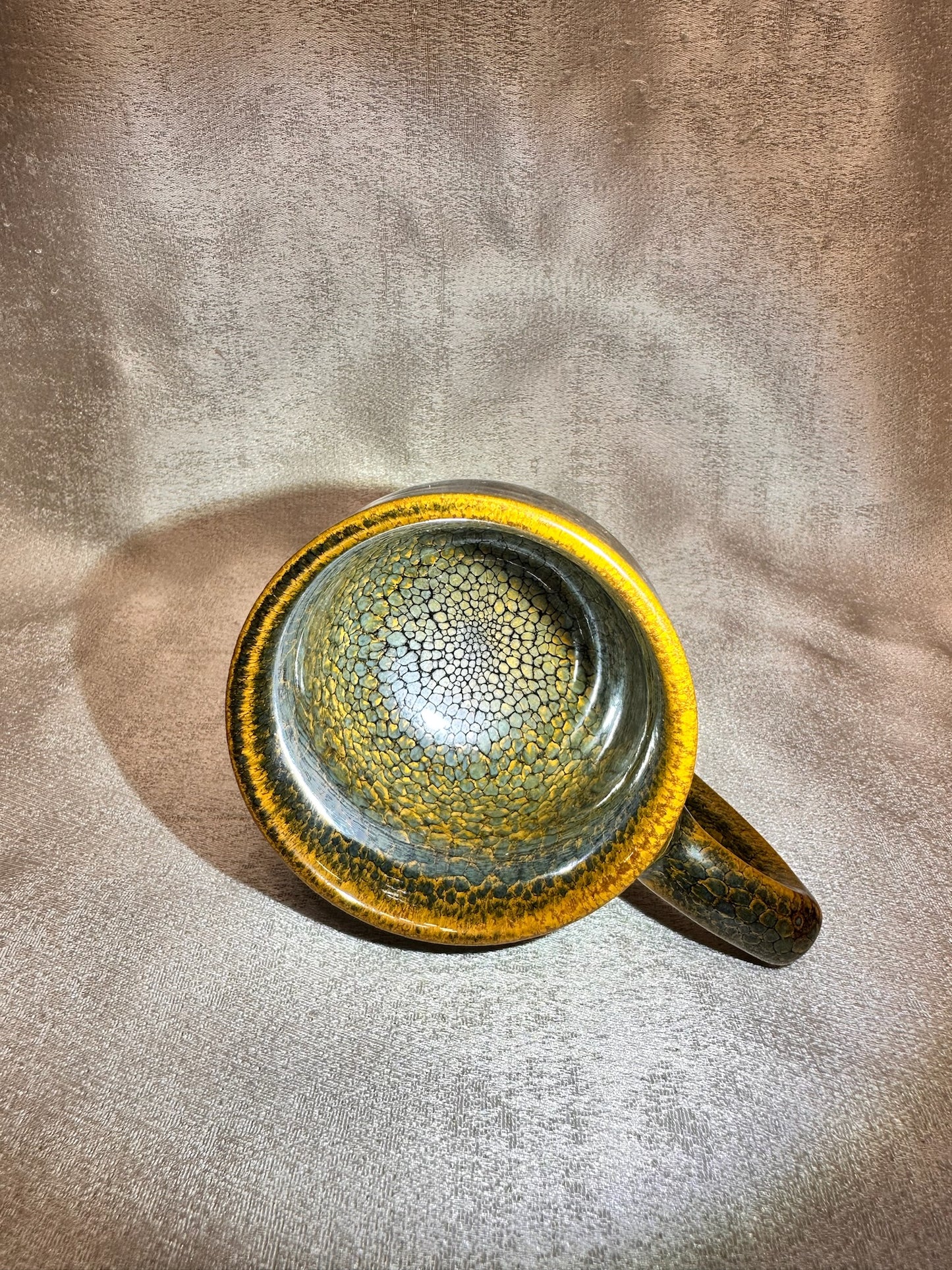 Black glaze green partridge feather pattern golden rim coffee cup mug, limited edition, JiPeiFu