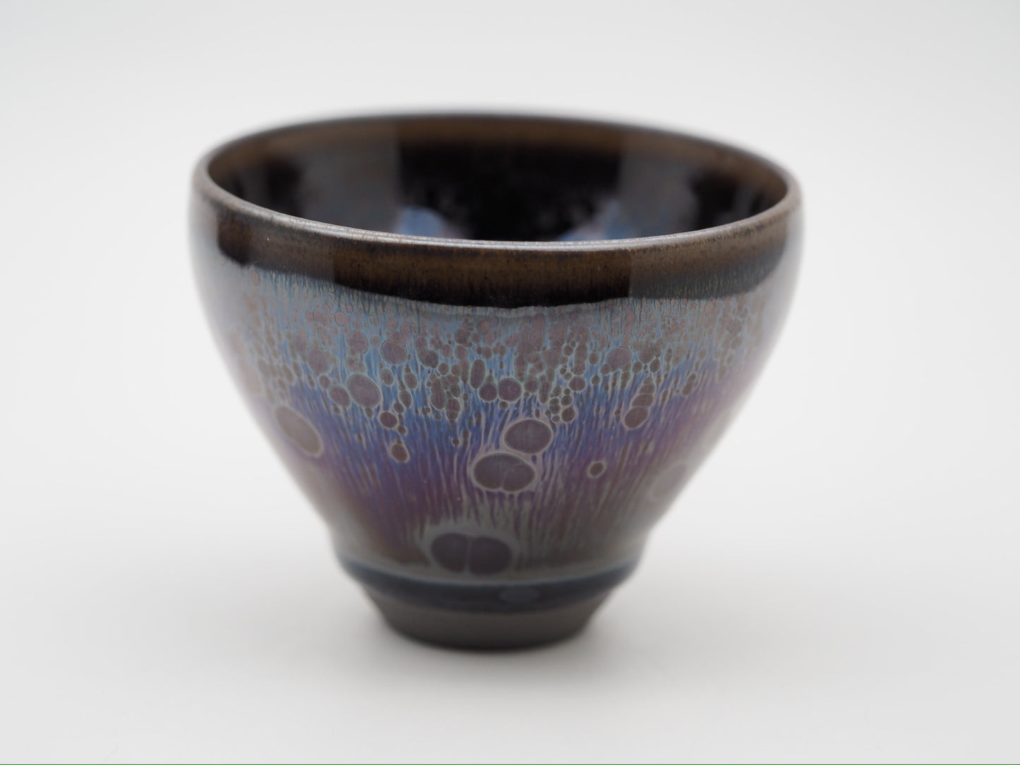 Galaxy-like Dark Purple Yohen Glaze Monk Bowl Shape Cup by FeiXing Studio