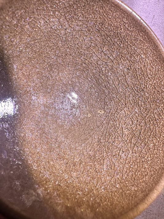 Cup24-Tea foam glaze with ice-like crackles and crab-eye bubble droplets flat mouth shape cup