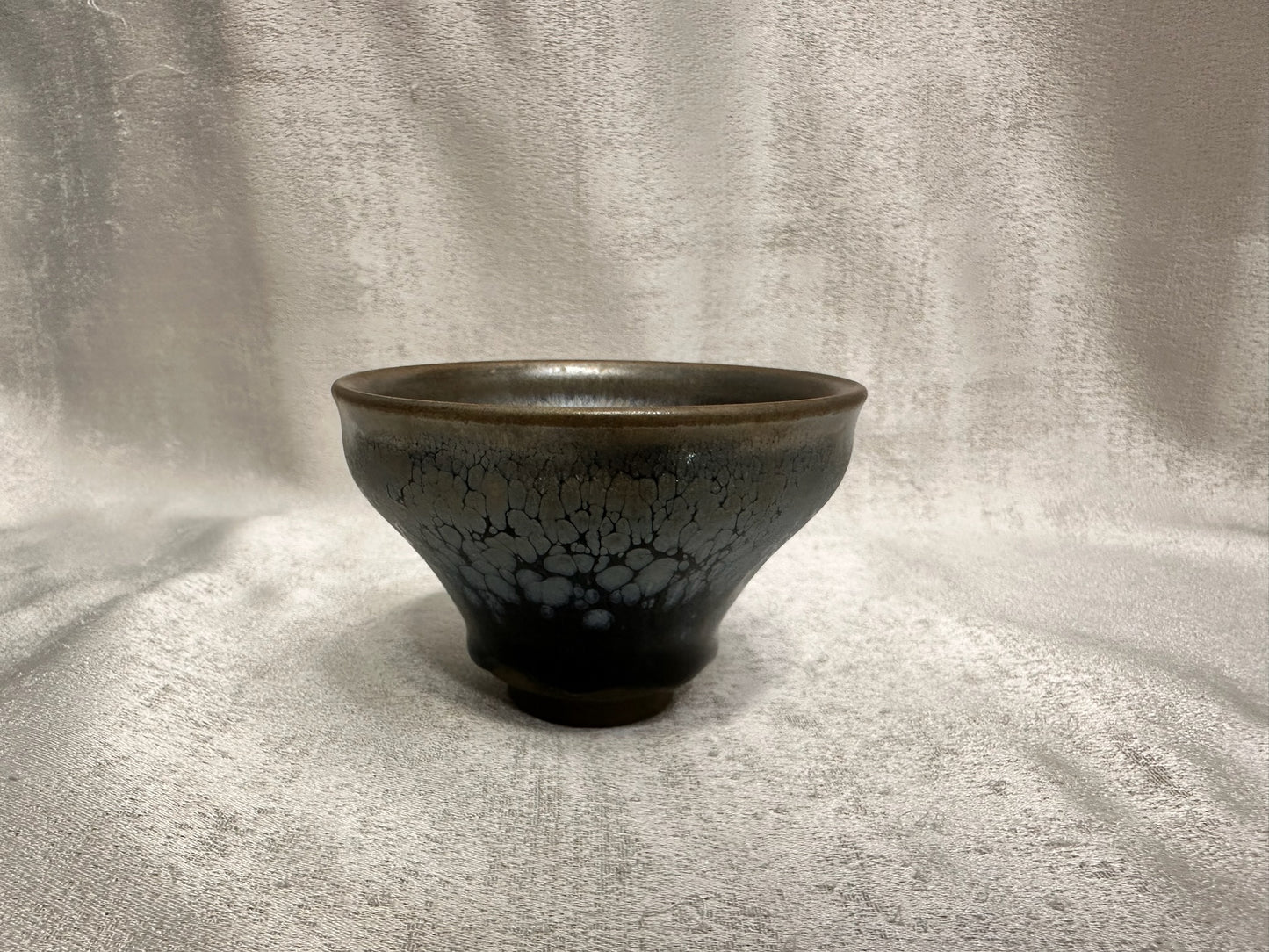 Black glaze silver oil droplet flower pattern magnolia shape cup