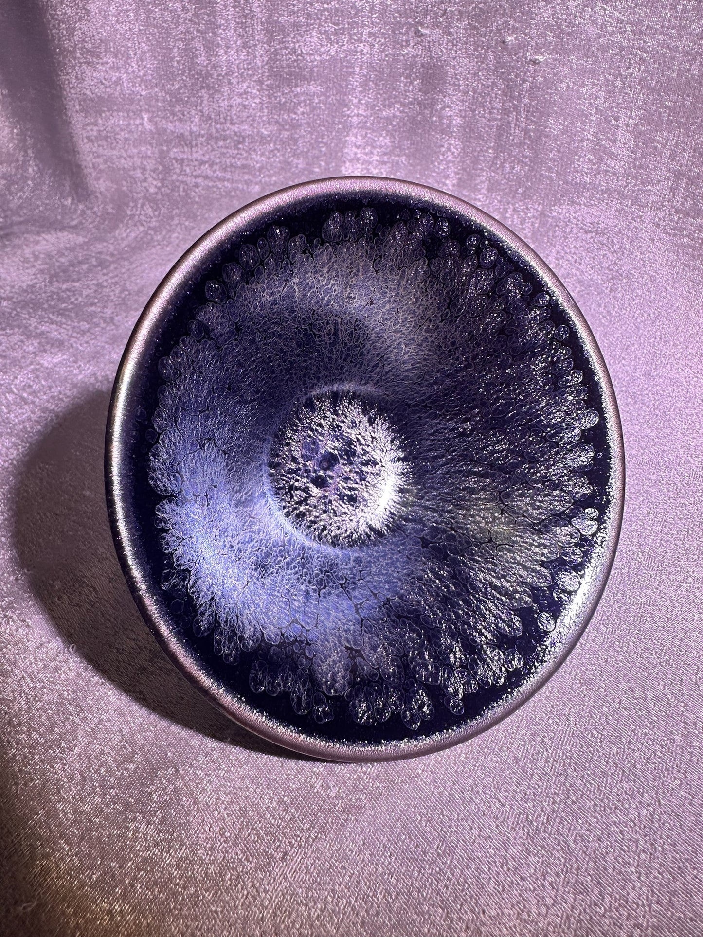 Cup19-Black gold glaze silver oil droplet jelly fish bubbles flare mouth shape cup by YeShiMing