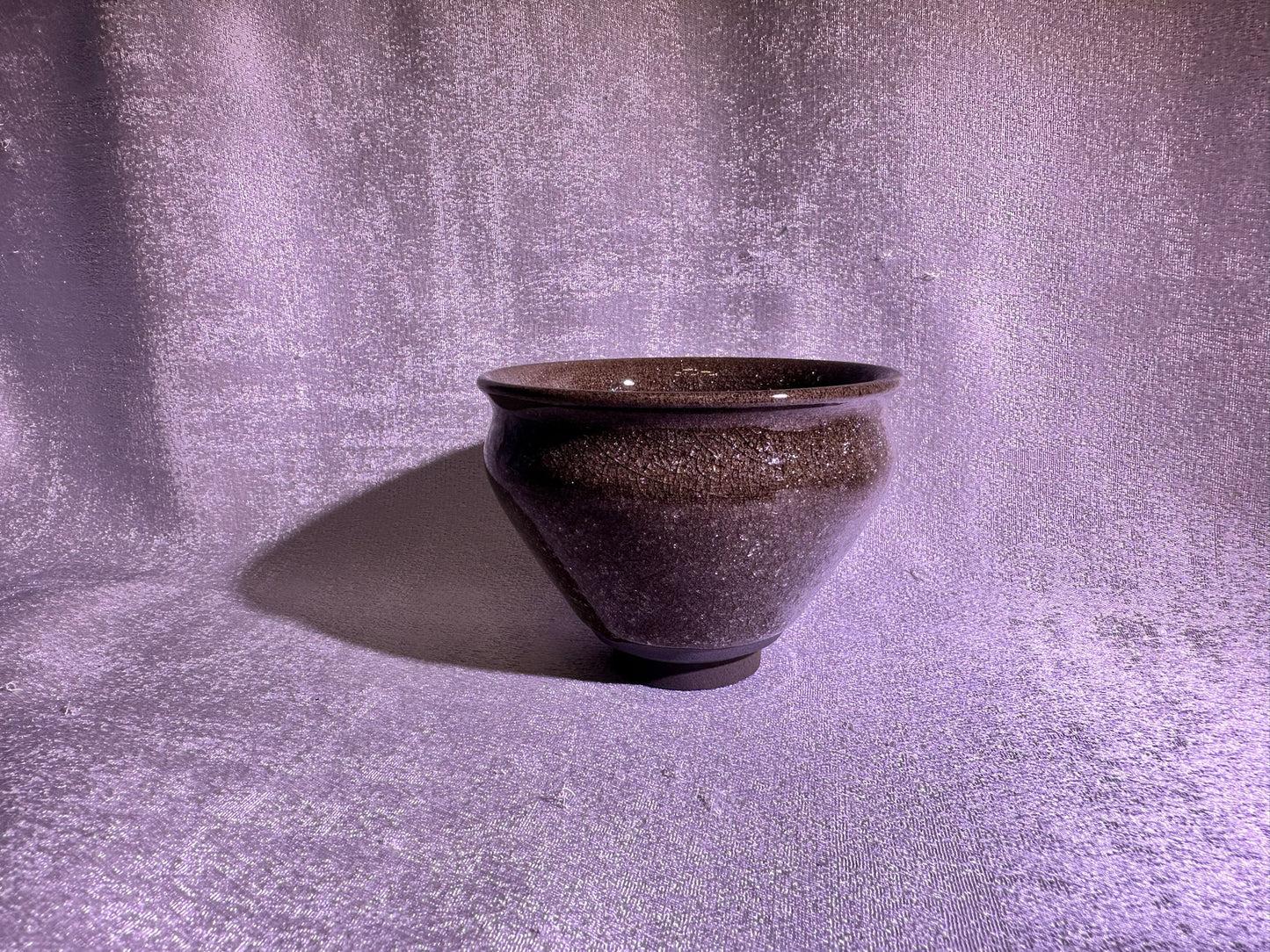 Cup25-Tea foam glaze with ice-like crackles and crab-eye bubble droplets tied mouth shape cup