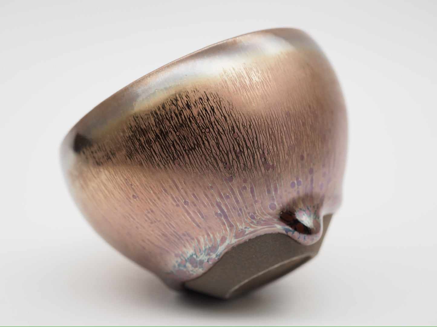 Rose Gold Hare's Fur Glaze Monk Bowl Shape Jianzhan Cup