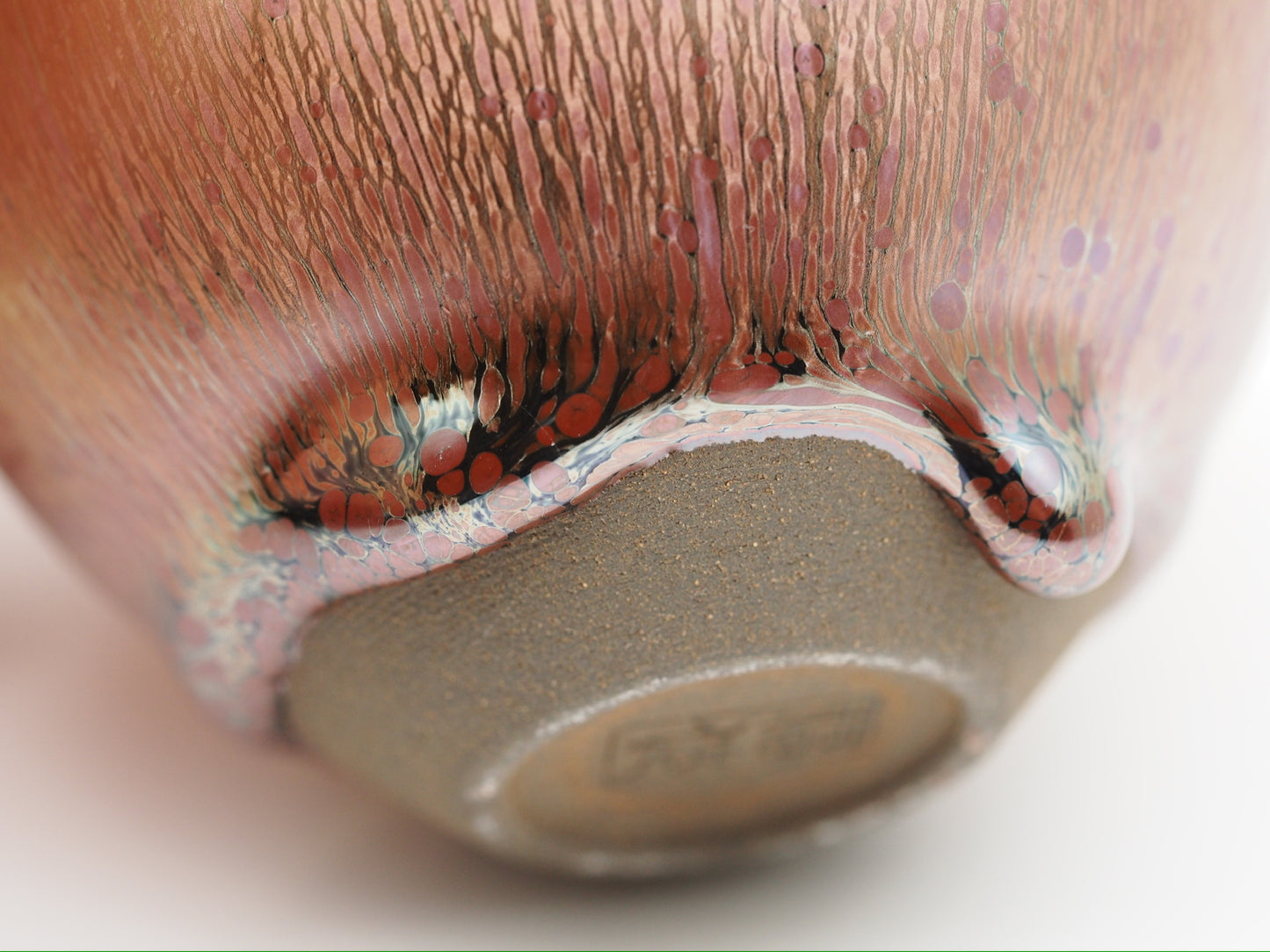 Rose Gold Hare's Fur Glaze Monk Bowl Shape Jianzhan Cup