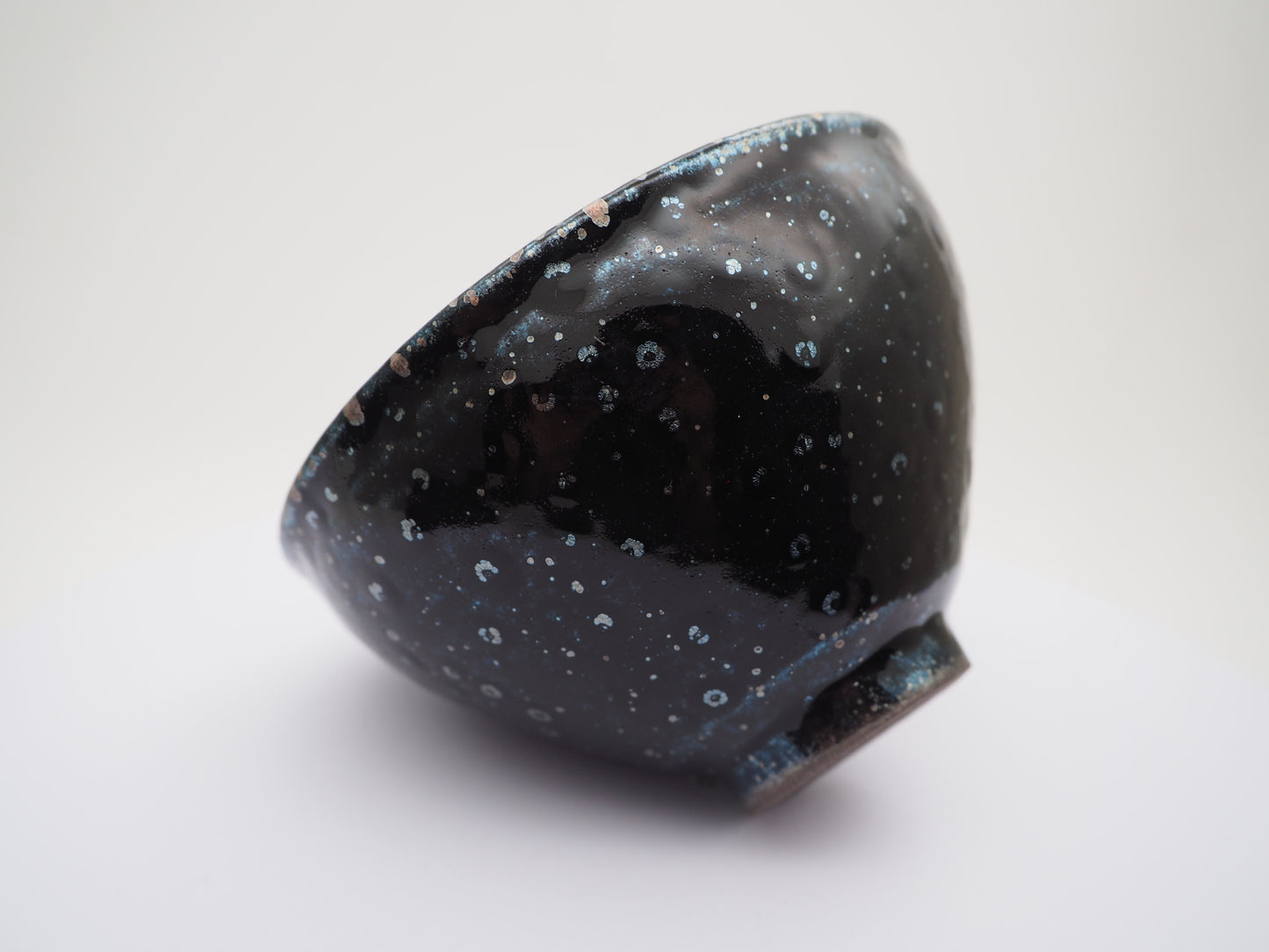 Dark Snow-Flake-Like Silver Dot Glaze Tied-Mouthed Cup