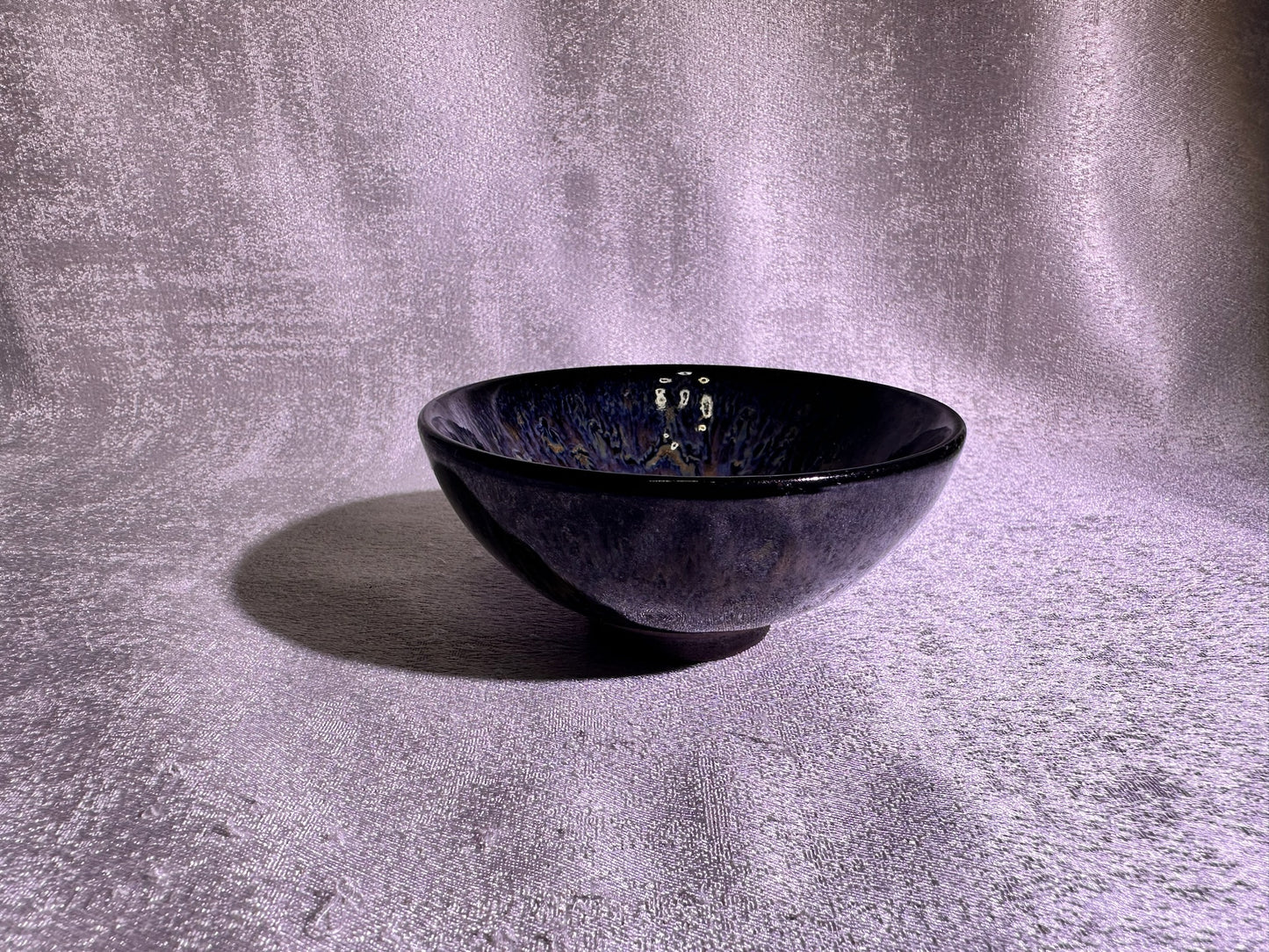 Reserved Cup9-Black glaze kiln transformed mix color flame pattern flat mouth shape cup by WangZhangLiang