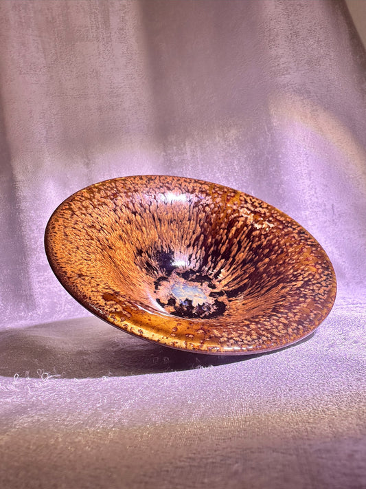 160mm*58mm Brown ox-blood red glaze yellow hare’s fur pattern flared mouth large vessel, home decoration by YangFeiYan