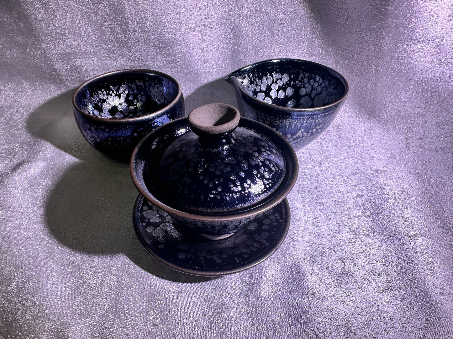 National Treasure Peony, black glaze silver oil droplet peony pattern sharing cup