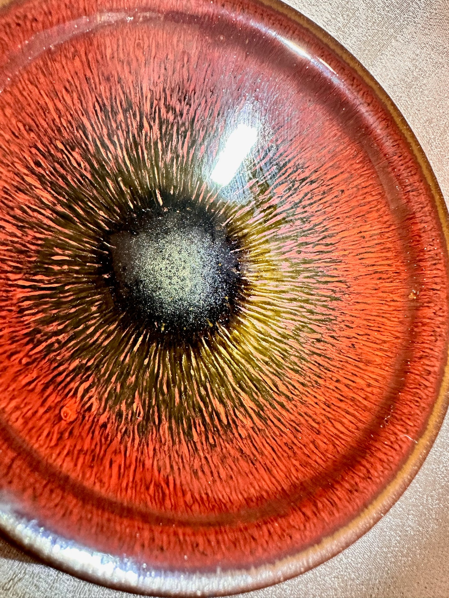 Black glaze ox-blood red hare’s fur pattern official’s hat shape cup, JinChangXing