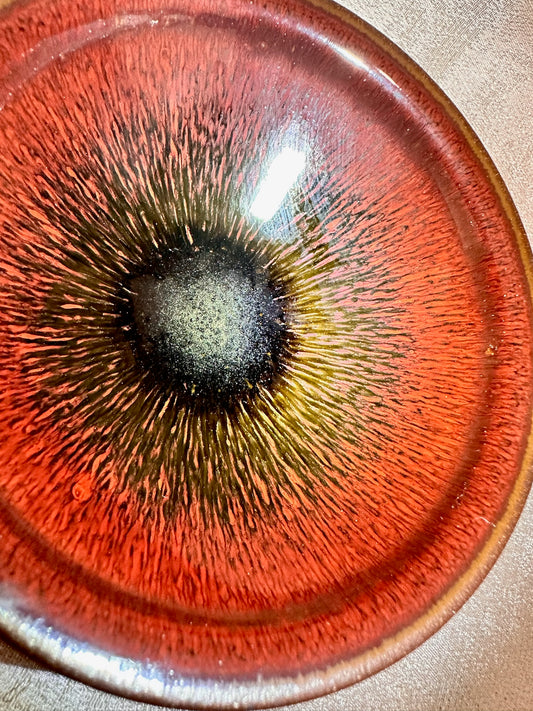 Black glaze ox-blood red hare’s fur pattern official’s hat shape cup, JinChangXing