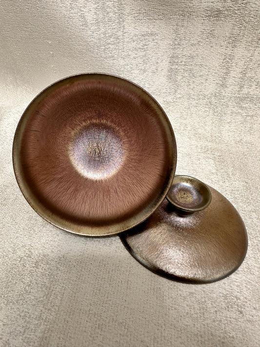 Rose gold glaze hare’s fur 2-piece Gaiwan set, super thin clay body