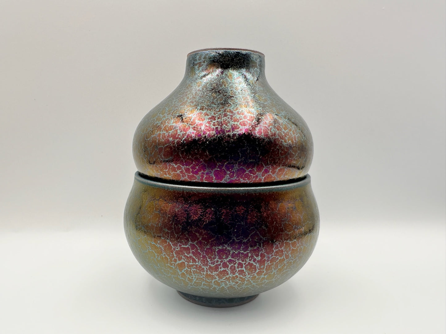 Black glaze purple oil droplet gourd shape double cup, TongMiXiong