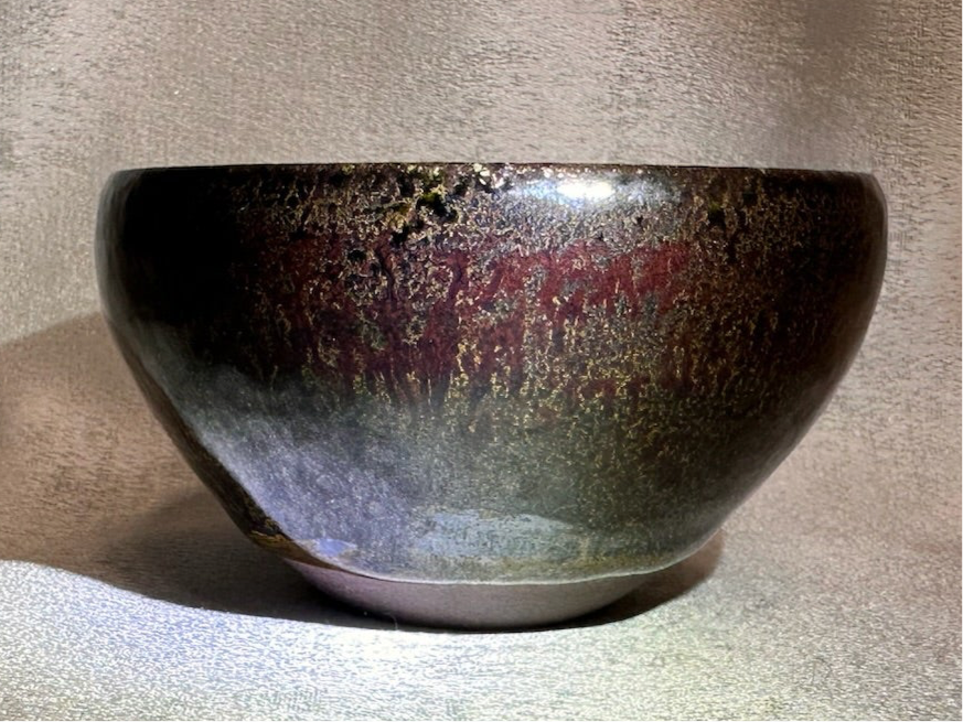 Black ox-blood red glaze orange yellow hare’s fur ‘Bohdi’ pattern monk bowl shape by GuPanHong