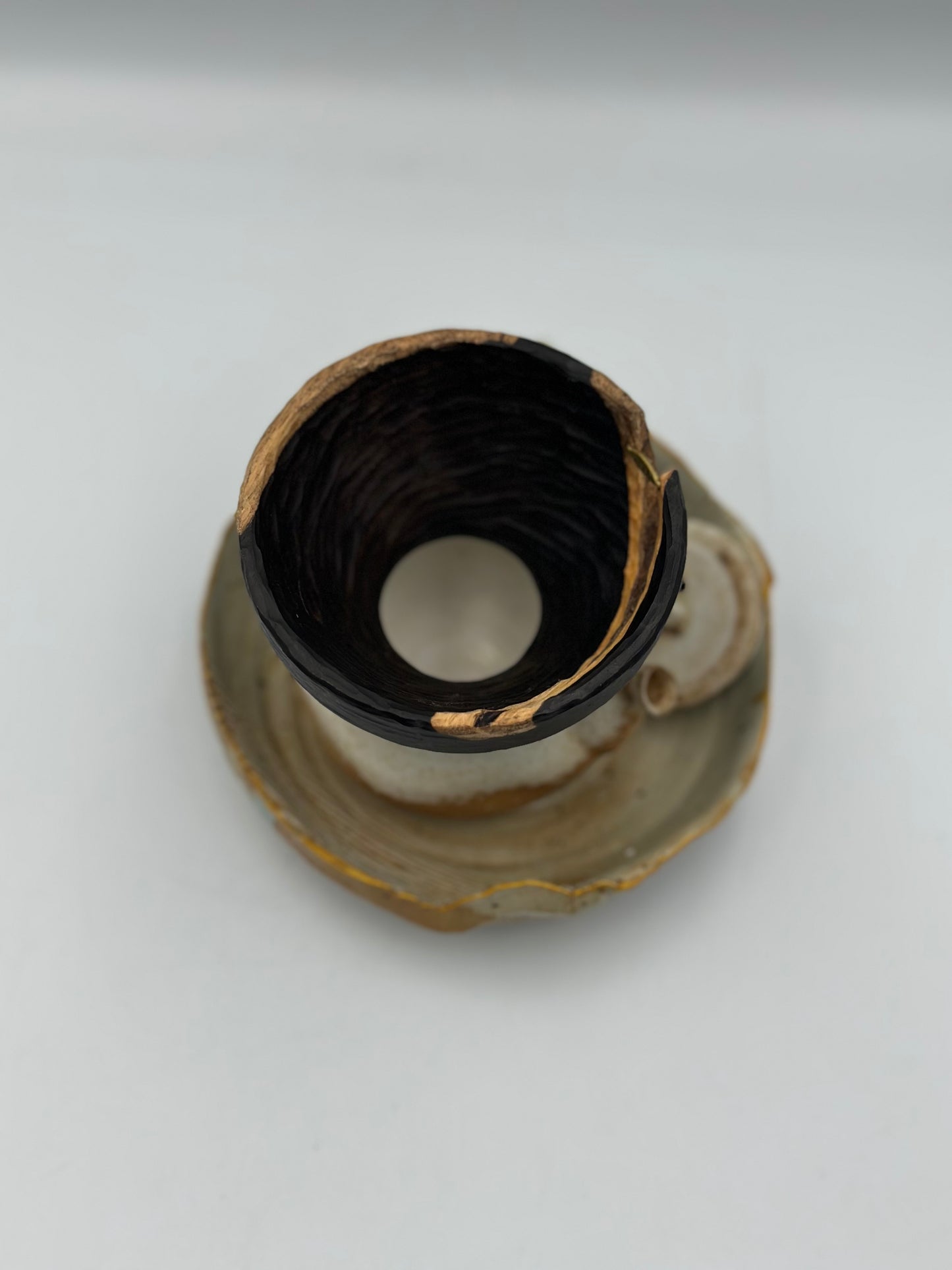 Handcrafted Dual-Tone Zitan Wood Tea Funnel for Small-Mouth Teapots 紫光檀投茶器