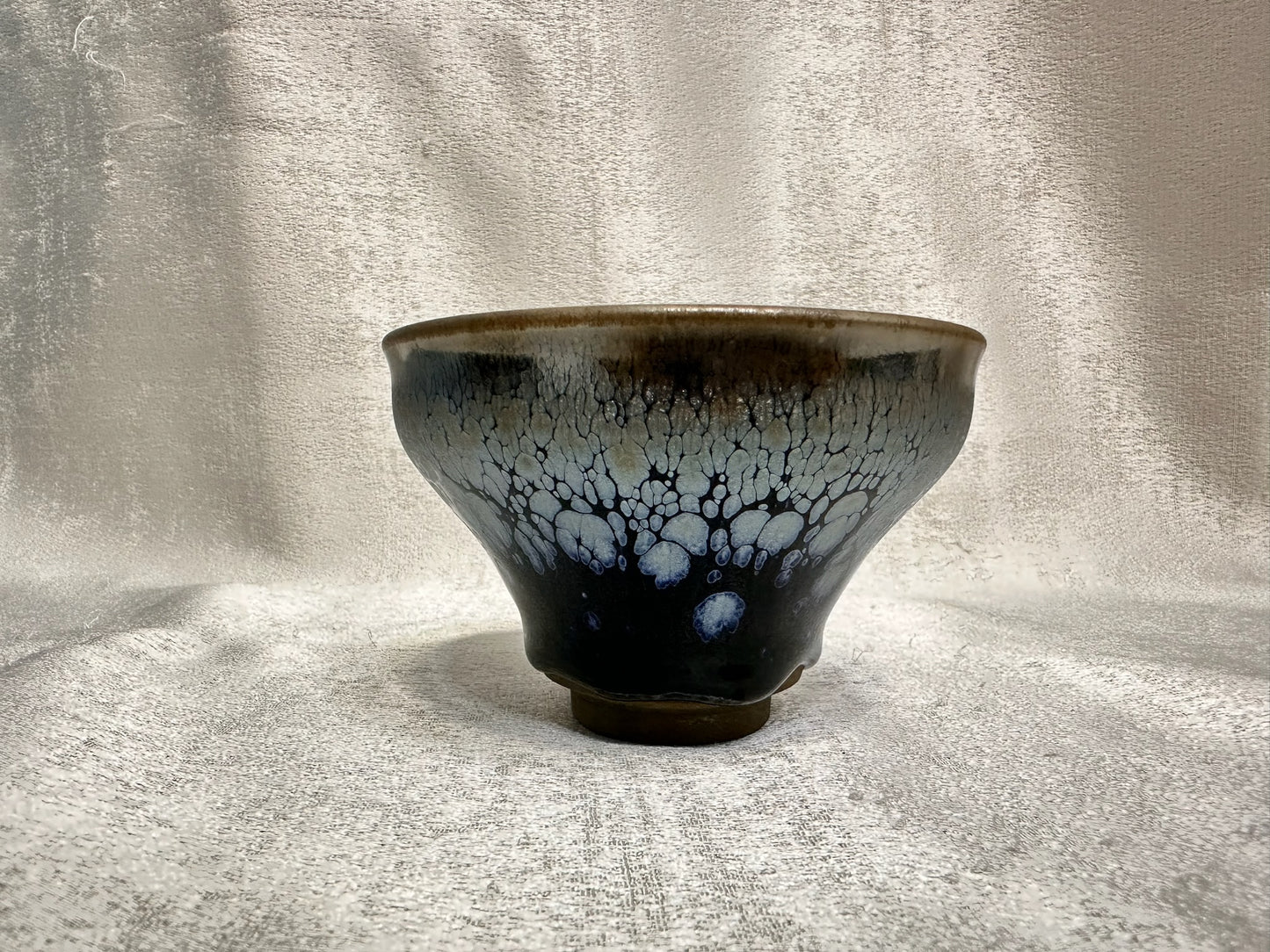 Black glaze silver oil droplet flower pattern magnolia shape cup