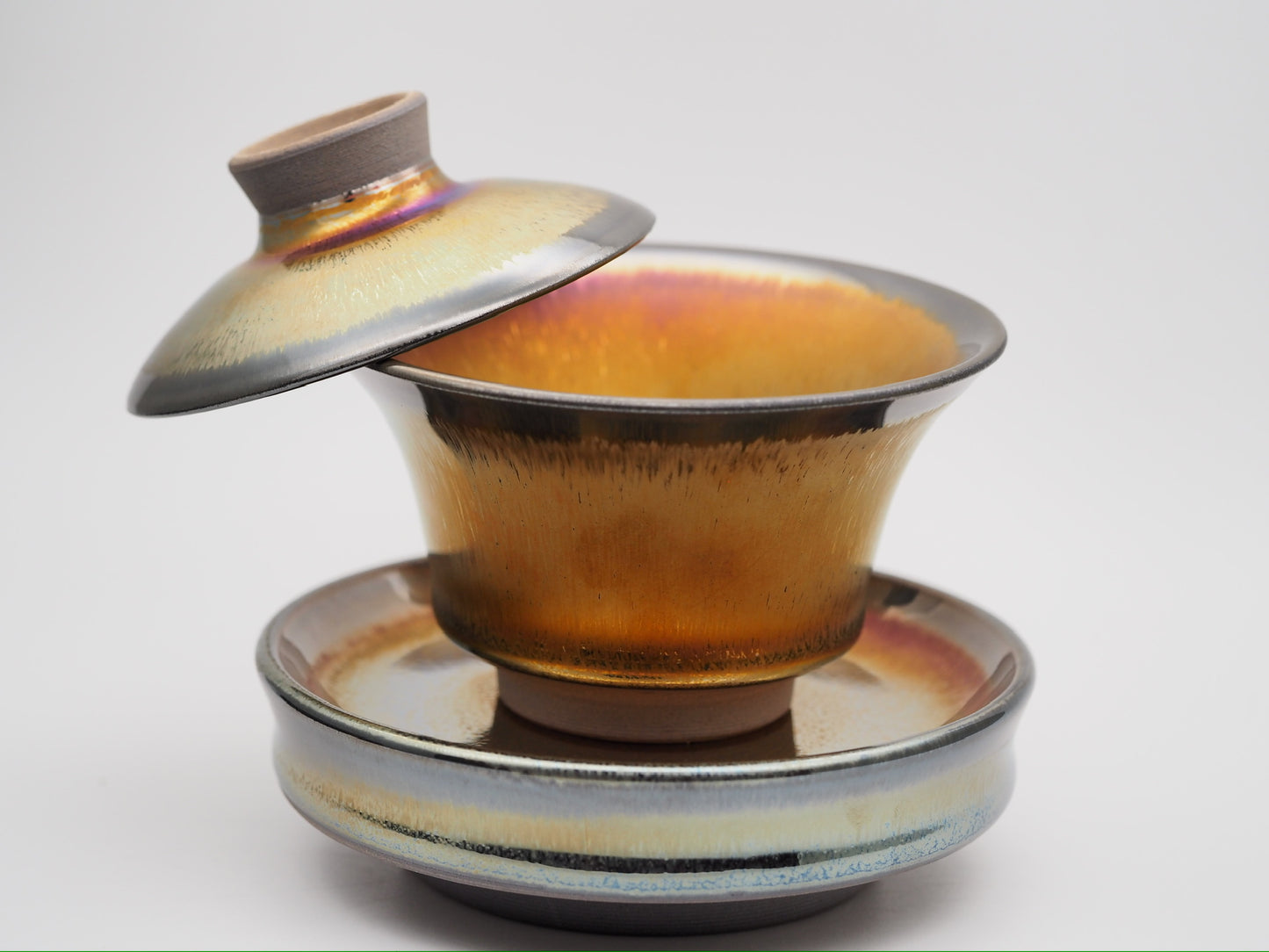 Golden Hare's Fur Rainbow Halo 3-piece Gaiwan Set