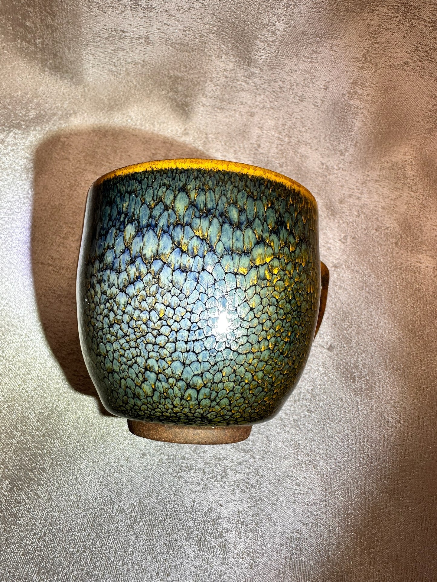 Black glaze green partridge feather pattern golden rim coffee cup mug, limited edition, JiPeiFu