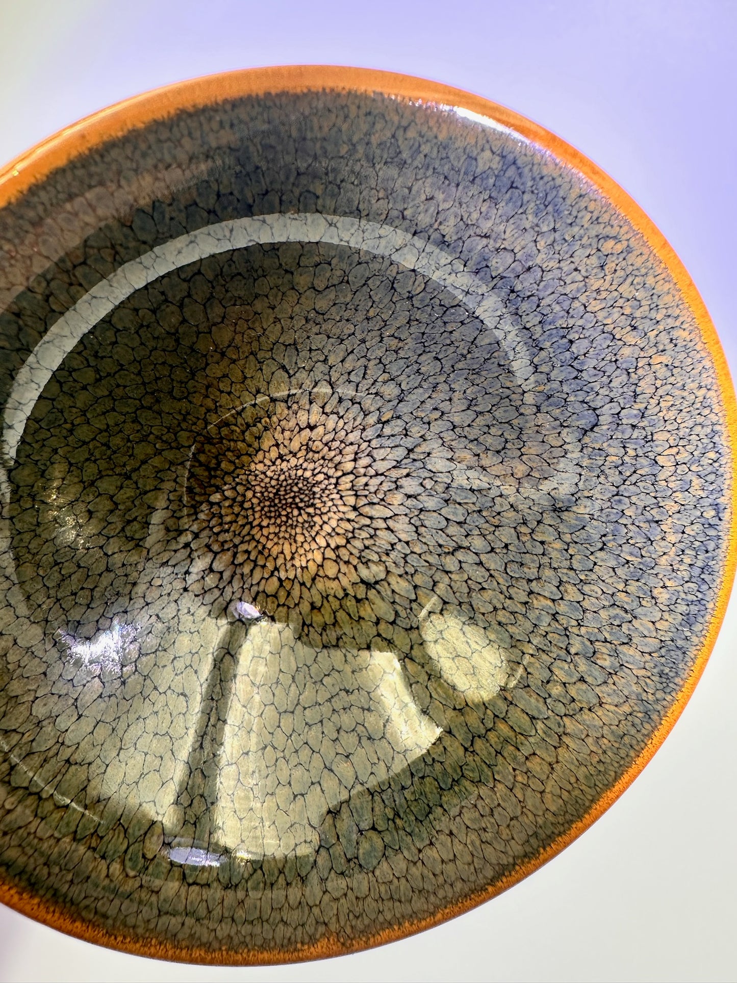 Black gold glaze green partridge oil droplet pattern with golden rim flared mouth shape cup