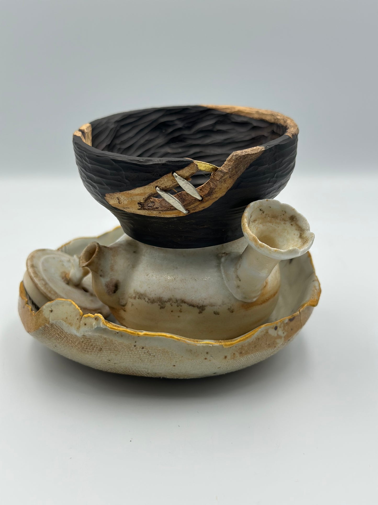 Handcrafted Dual-Tone Zitan Wood Tea Funnel for Small-Mouth Teapots 紫光檀投茶器