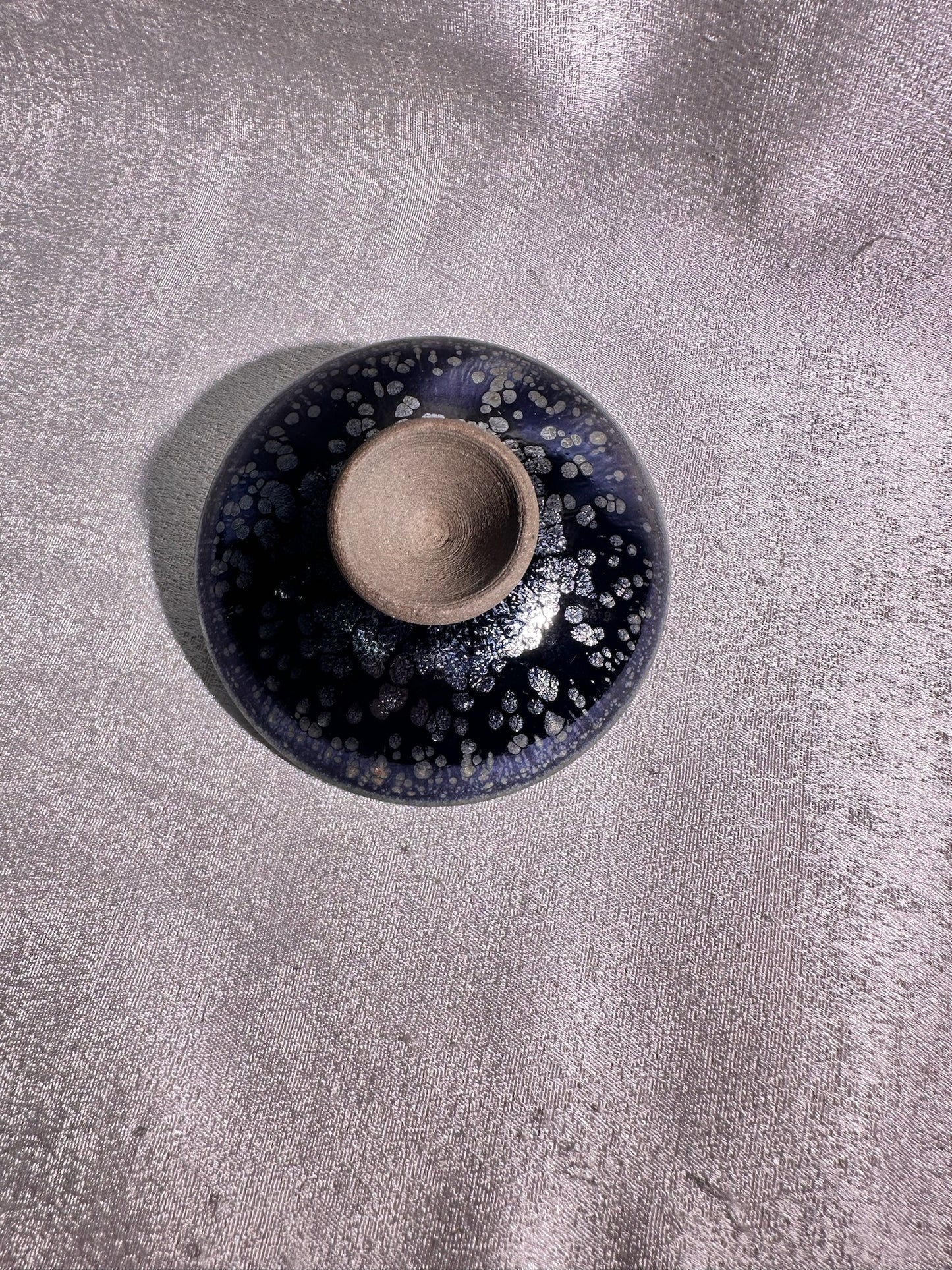 National Treasure Peony, black glaze silver oil droplet peony pattern 3-piece Gadiwan set