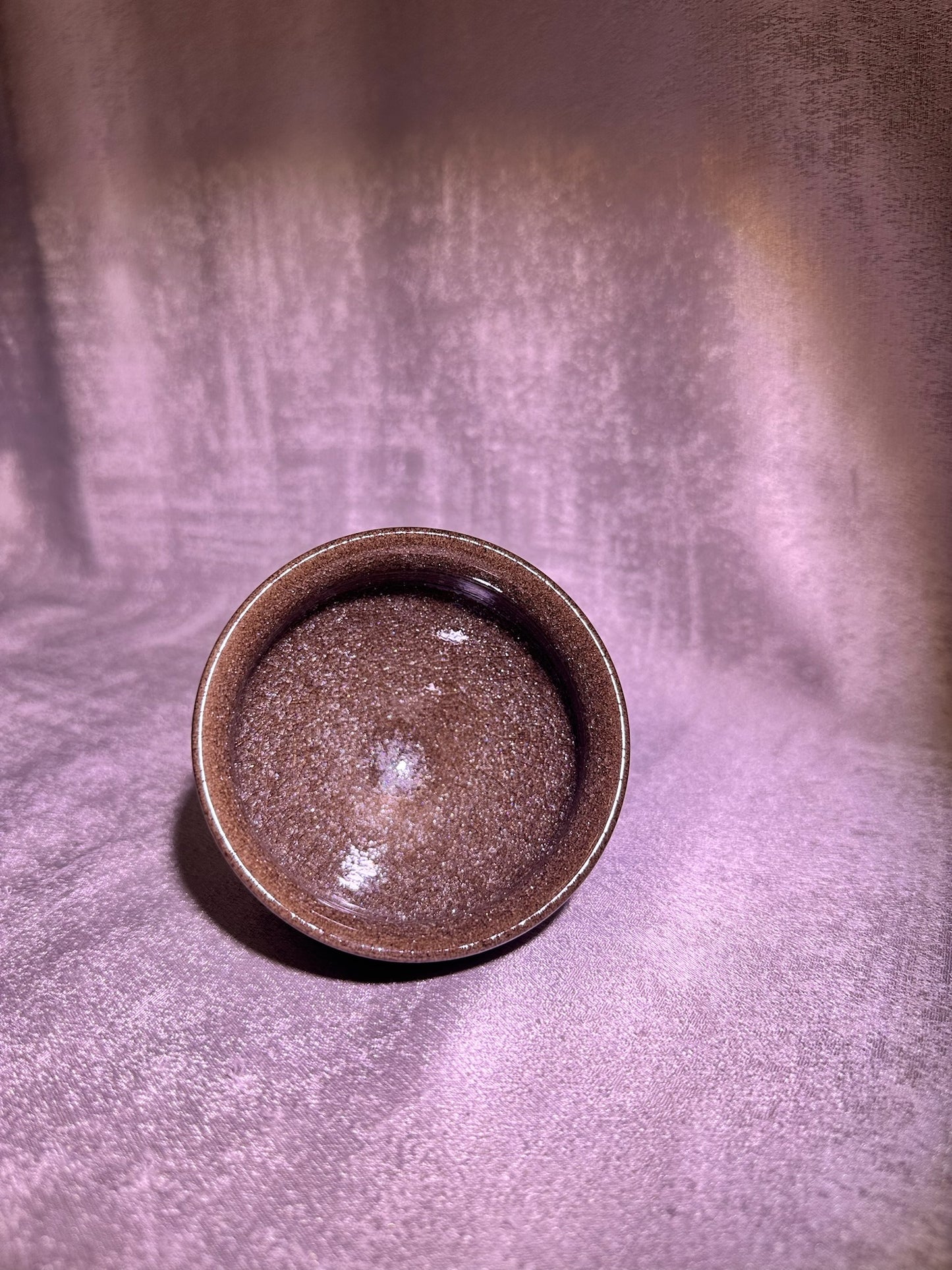 Cup25-Tea foam glaze with ice-like crackles and crab-eye bubble droplets tied mouth shape cup