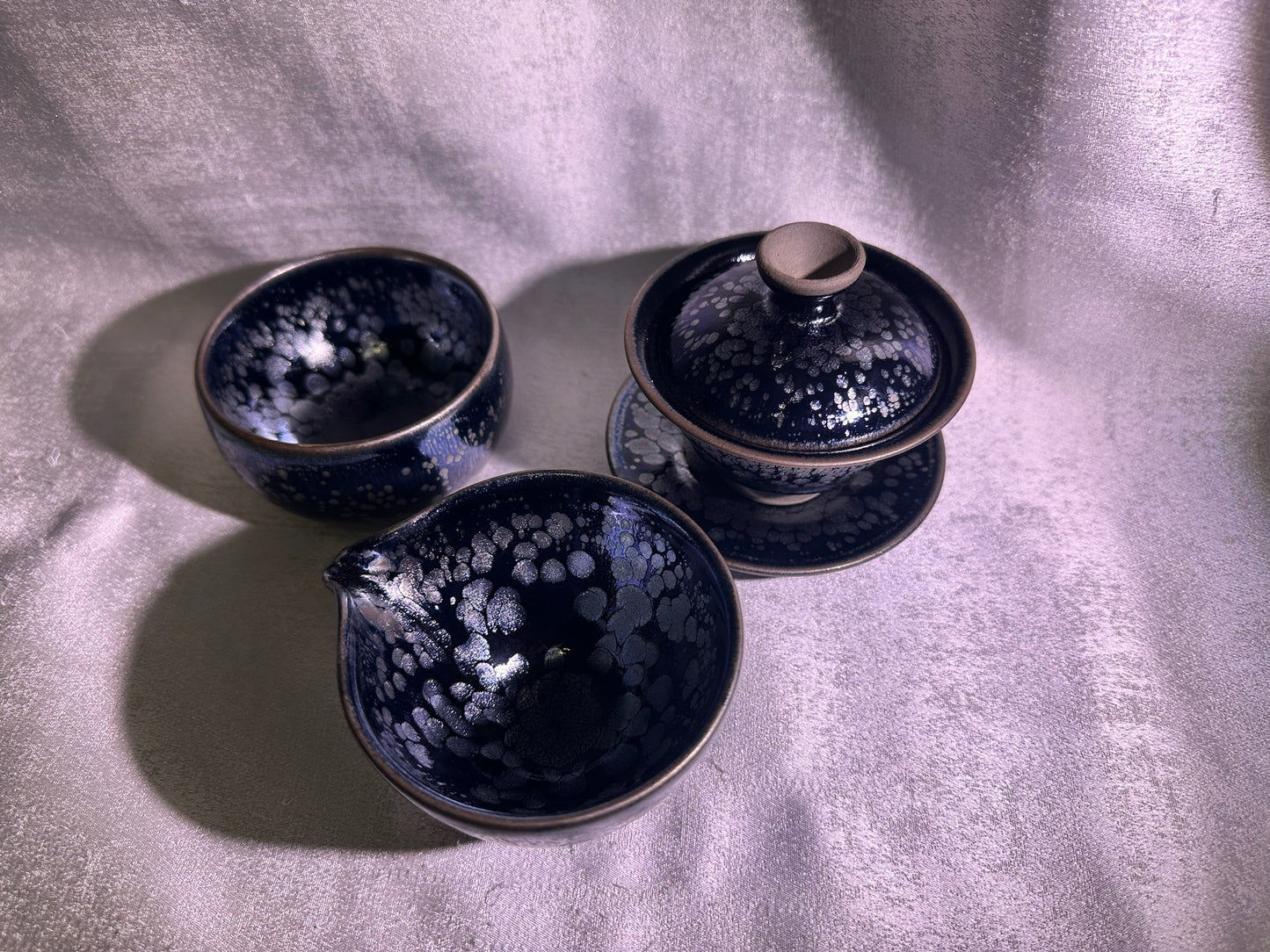 National Treasure Peony, black glaze silver oil droplet peony pattern sharing cup